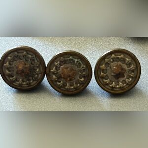 Antique metal buttons, Victorian era Lot of 3
